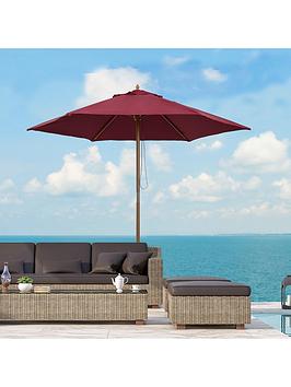 Product photograph of Outsunny 2 5m Wooden Garden Parasol Umbrella - Red Wine from very.co.uk
