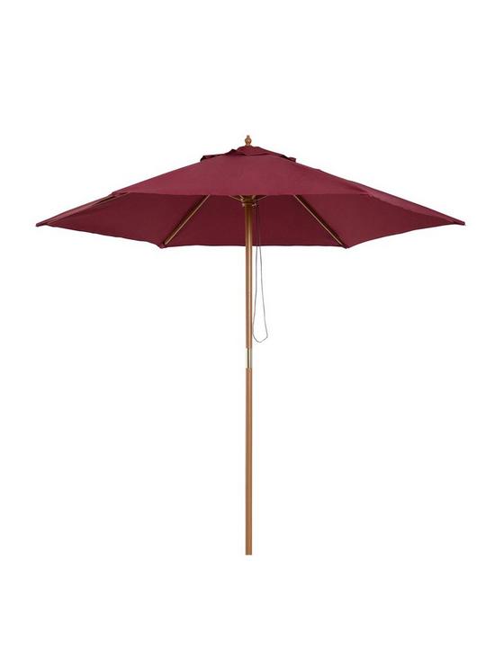 stillFront image of outsunny-25m-wooden-garden-parasol-umbrellanbsp-nbspred-wine