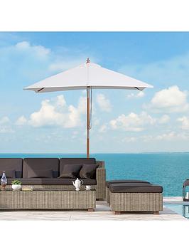 Product photograph of Outsunny Patio Umbrella Parasol 6 Ribs Wood Bamboo Polyester - Cream White from very.co.uk