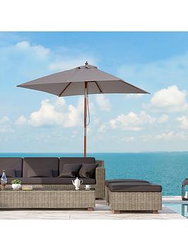 Product photograph of Outsunny Patio Umbrella Parasol 6 Ribs Wood Bamboo Polyester-grey from very.co.uk