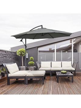 Product photograph of Outsunny Cantilever Umbrella Parasol Hanging Banana Steel Dark Grey 3m Patio from very.co.uk