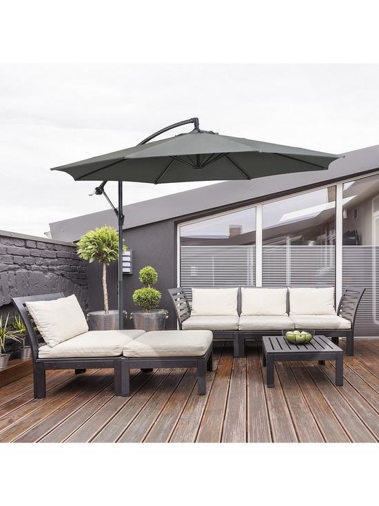 front image of outsunny-cantilever-umbrella-parasol-hanging-banana-steel-dark-grey-3m-patio