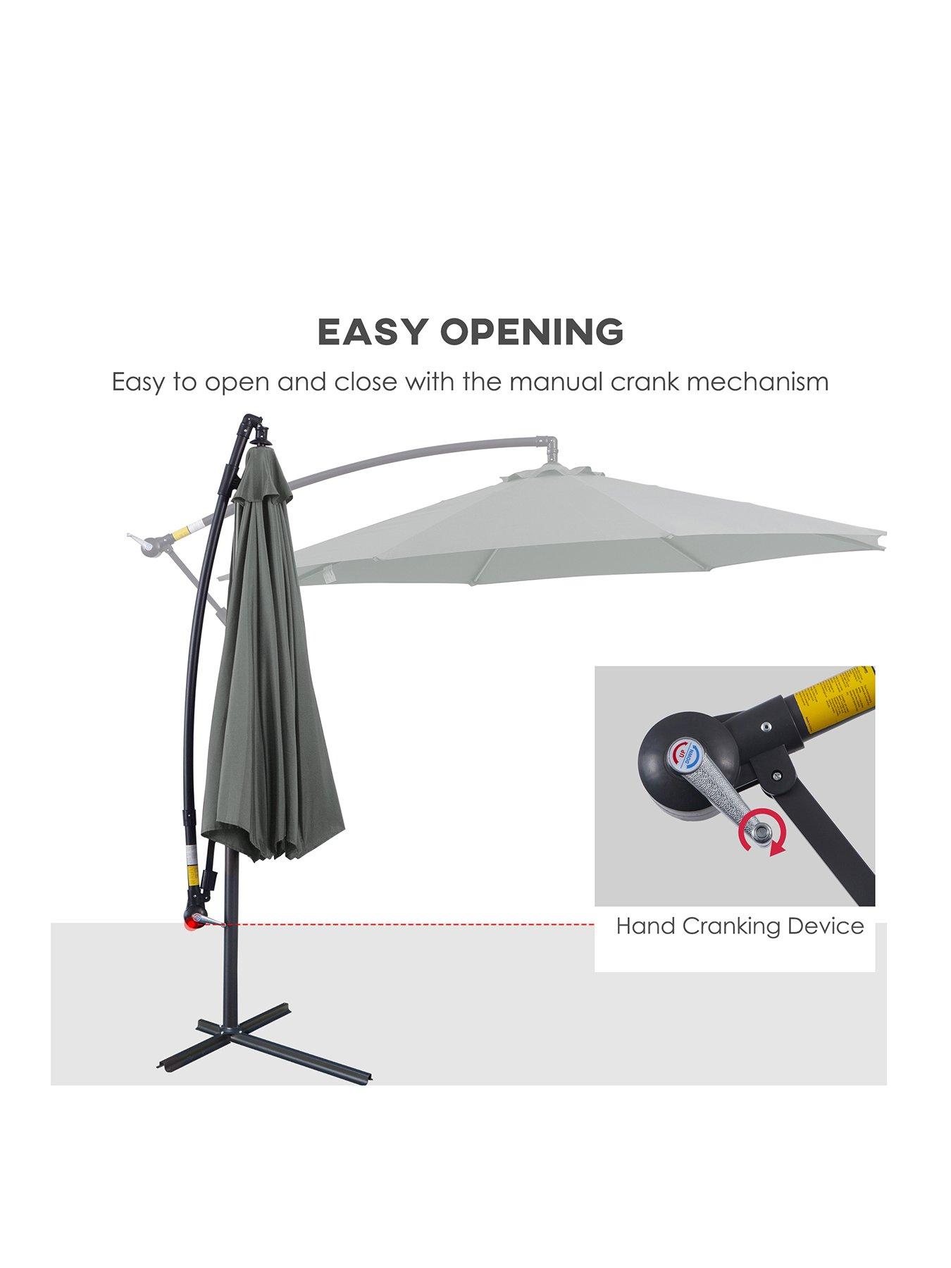 Image 3 of 7 of OutSunny Cantilever Umbrella Parasol Hanging Banana Steel Dark Grey 3M Patio