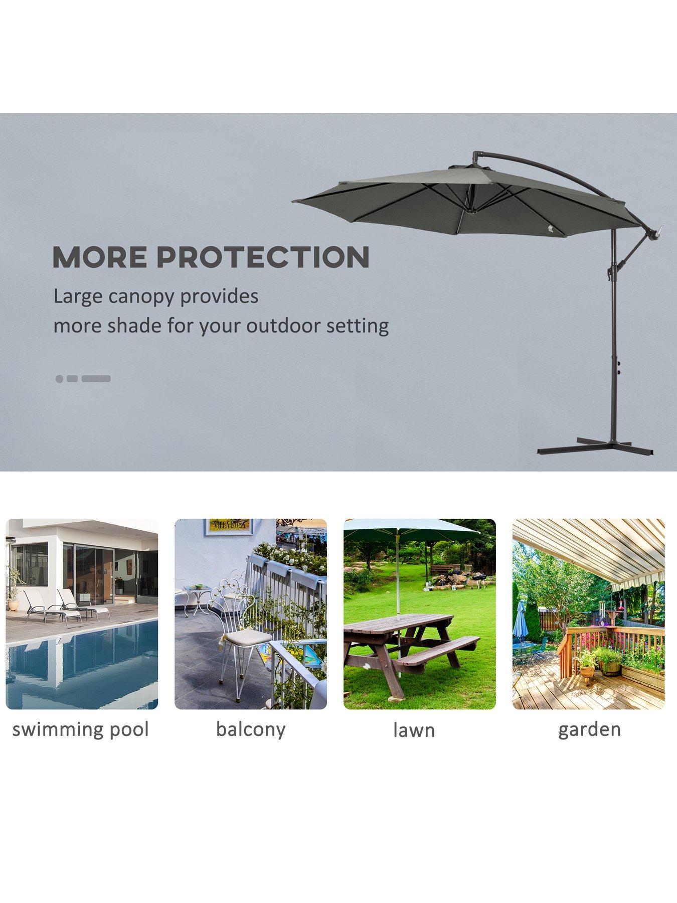 Image 5 of 7 of OutSunny Cantilever Umbrella Parasol Hanging Banana Steel Dark Grey 3M Patio