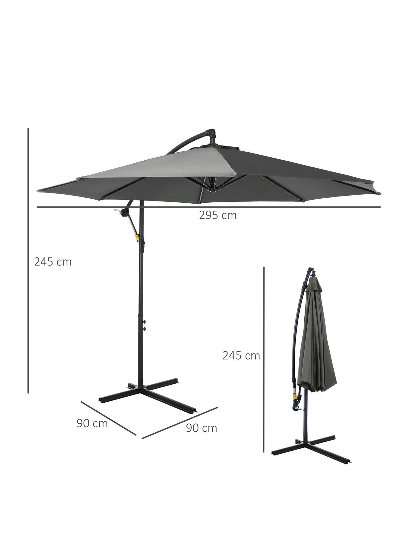 Image 7 of 7 of OutSunny Cantilever Umbrella Parasol Hanging Banana Steel Dark Grey 3M Patio