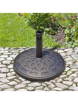 Product photograph of Outsunny Patio Umbrella Stand Parasol Base 14kg Round Bronze from very.co.uk