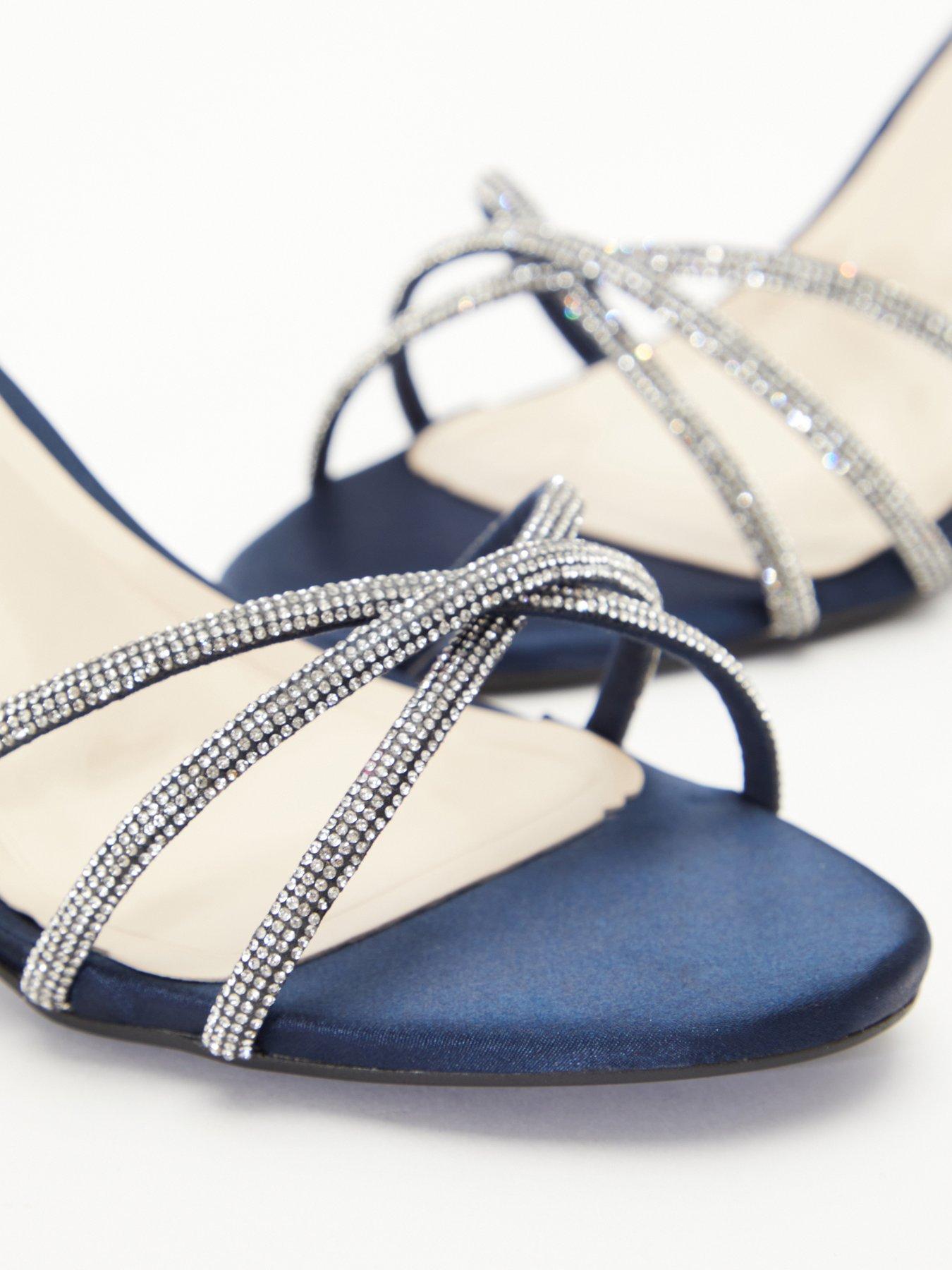 Wide Fit Low Heel Navy Blue Sandals Navy Strappy Sandals Heels