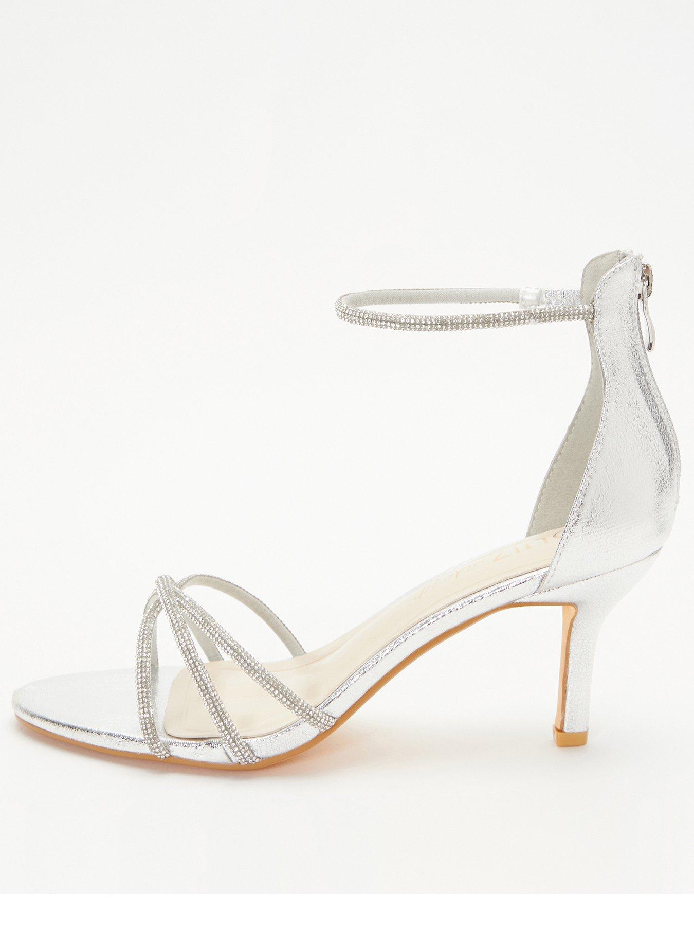 Wide fit low hot sale heel silver sandals