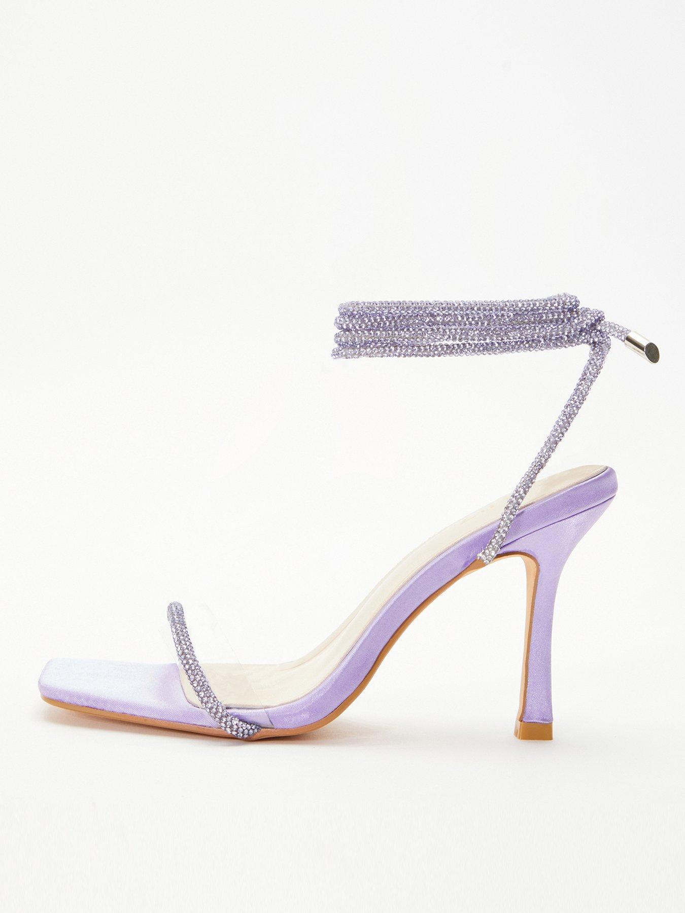 Clear strap store ankle tie heels