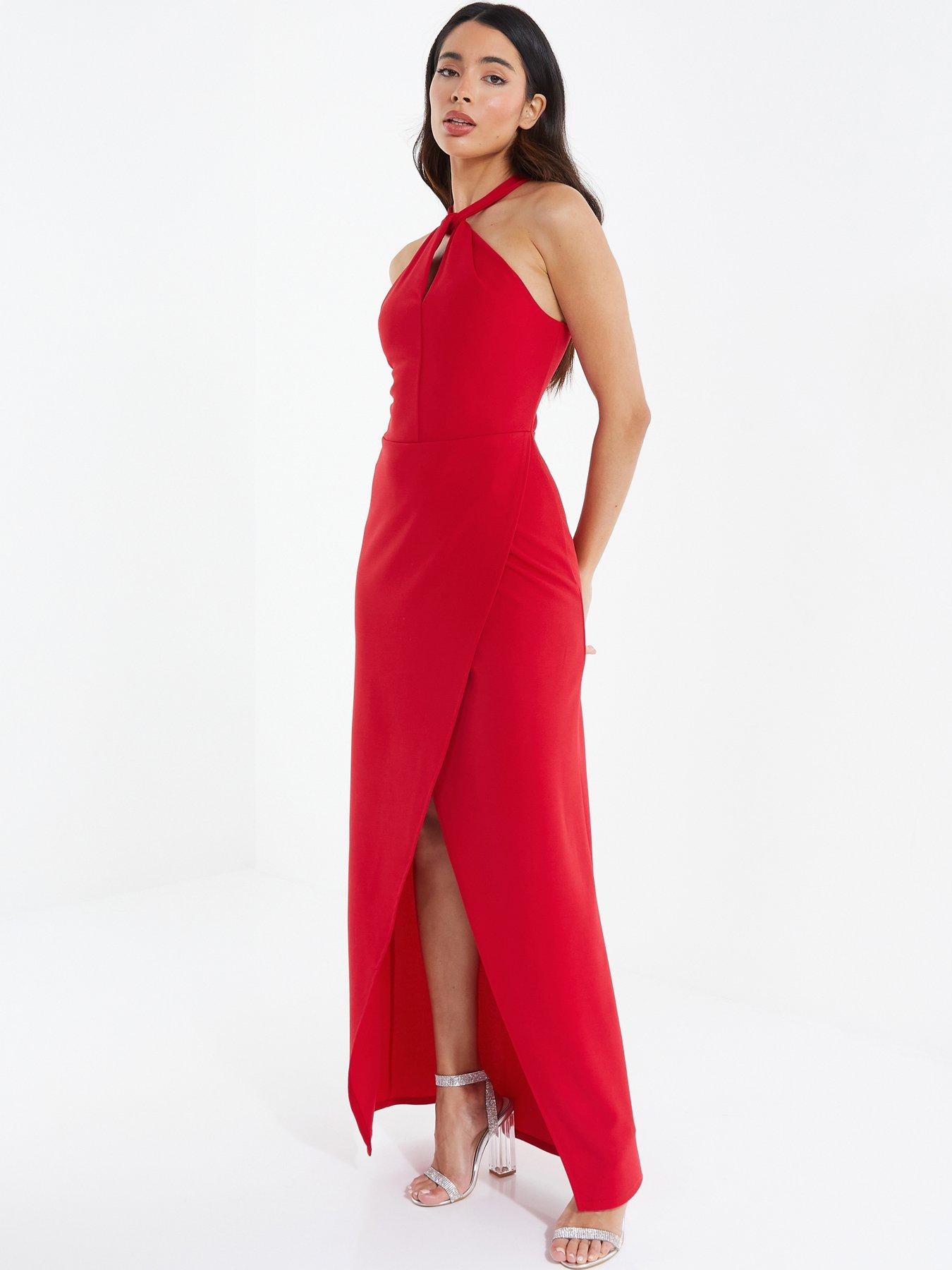 Quiz red 2024 maxi dress