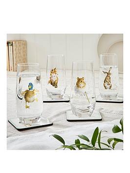 Product photograph of Royal Worcester Wrendale Designs Set Of 4 Hi Ball Glasses from very.co.uk