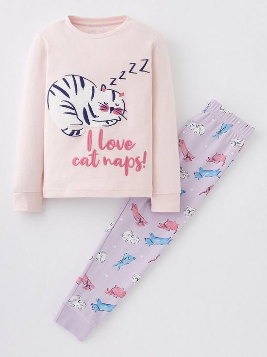 front image of mini-v-by-very-girls-cat-naps-pyjama-pink