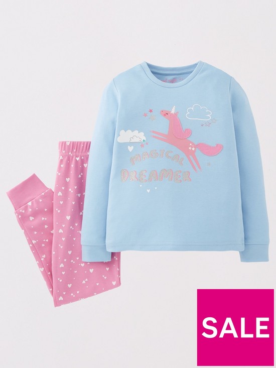 back image of mini-v-by-very-girls-3-pack-unicorn-pyjamas-multi