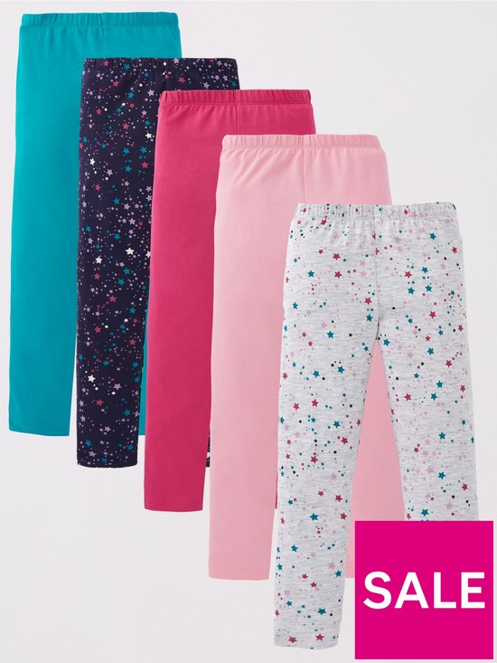 front image of mini-v-by-very-girls-5-pack-starburst-leggings-multi