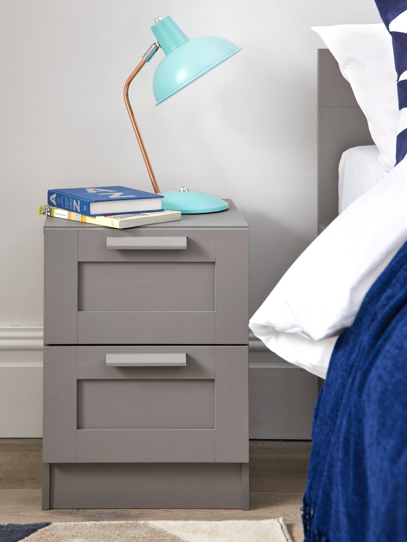 undefined Taryn 2 Drawer Bedside Chest - Grey