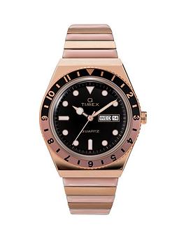 timex women's q reissue rose gold-tone black women's watch