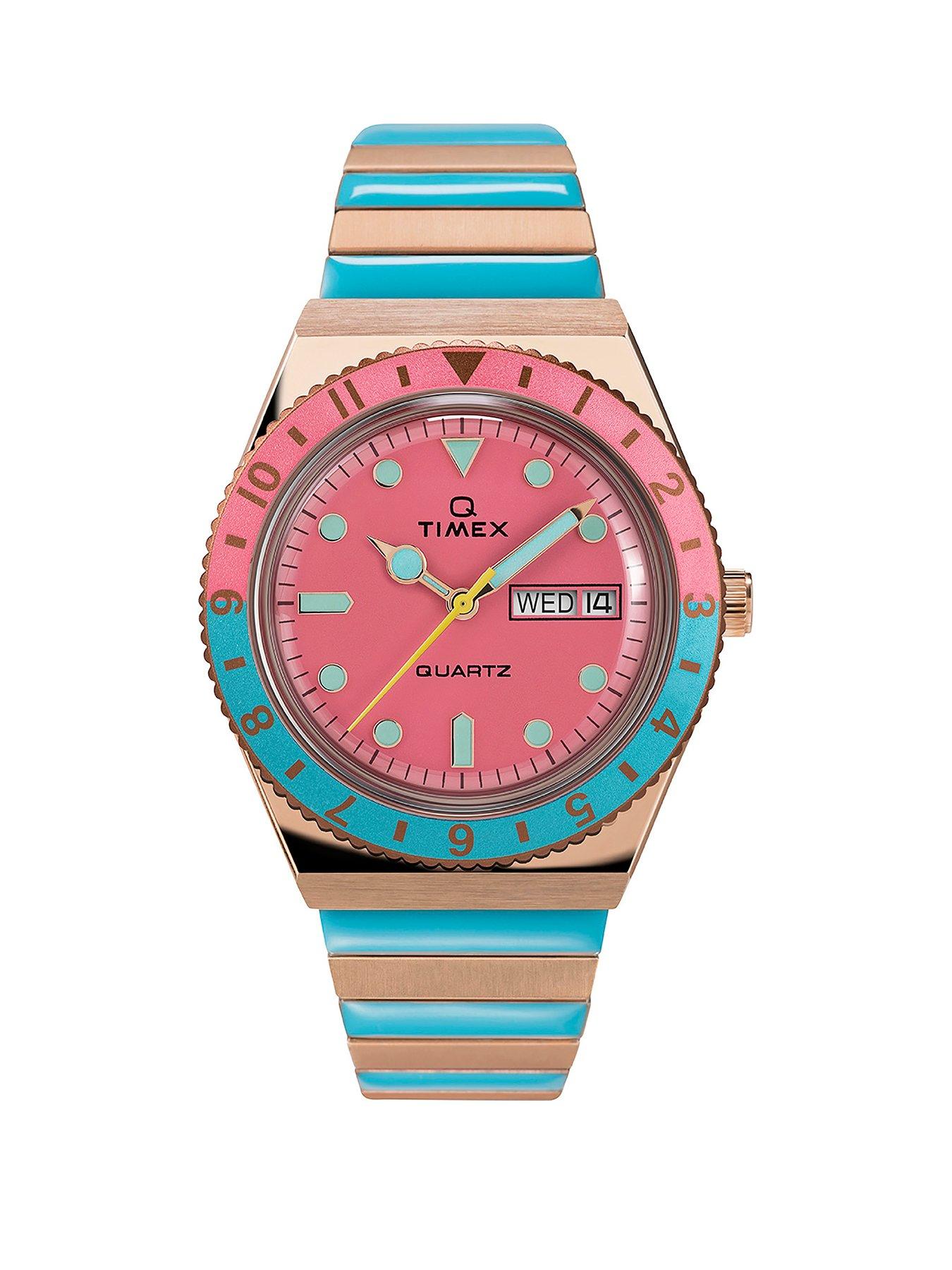 Product photograph of Timex Women S Q Reissue Rose Gold-tone Pink Women S Watch from very.co.uk