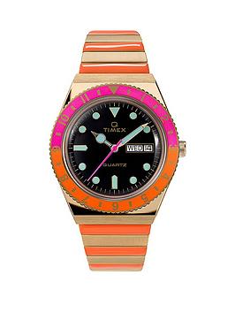 timex women's q reissue gold-tone black women's watch, gold, women
