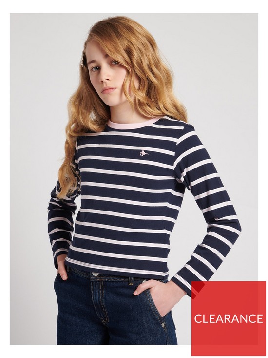 front image of jack-wills-girls-stripe-long-sleeve-t-shirt-navy-blazer