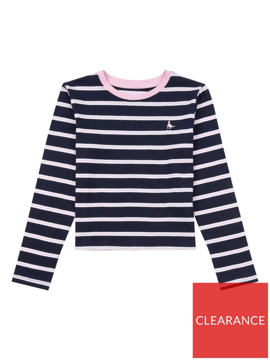 stillFront image of jack-wills-girls-stripe-long-sleeve-t-shirt-navy-blazer