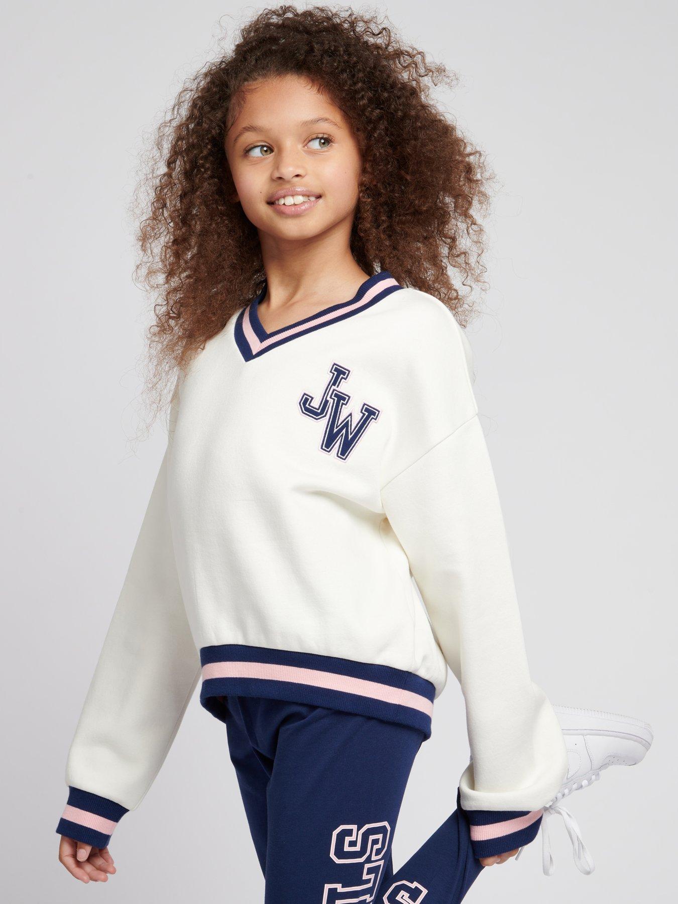 Jack Wills Girls JW Oversized V-Neck Varsity Sweat Top