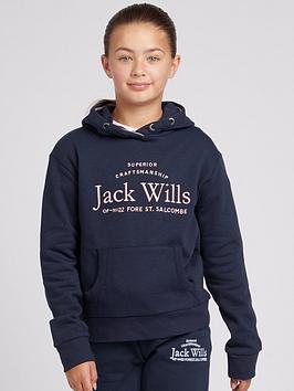 jack wills girls script hoodie - navy blazer