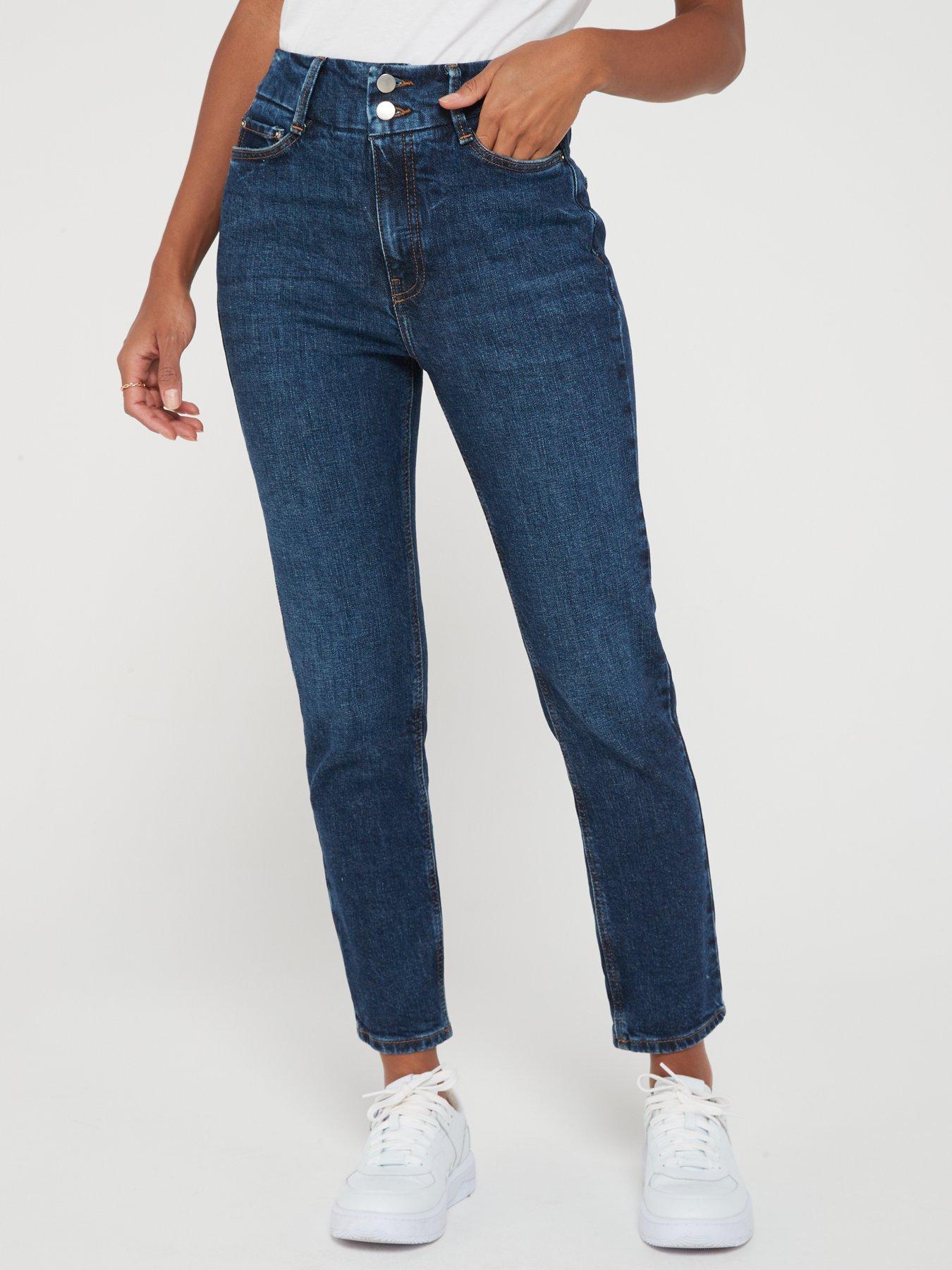 High waisted mom store jeans dark blue