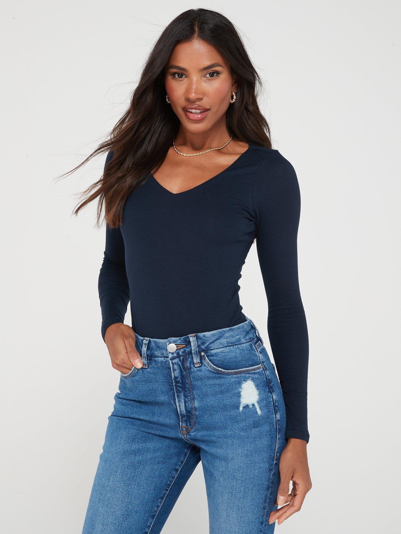 V by Very High Waisted Stove Jeans - Mid Wash Blue | Very.co.uk