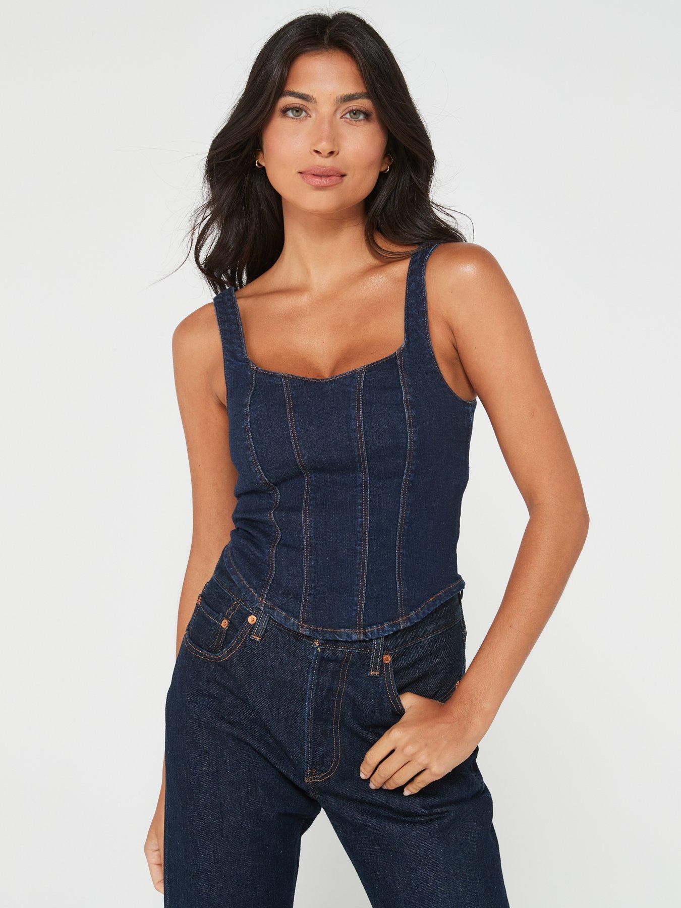 v-by-very-denim-bustier-top