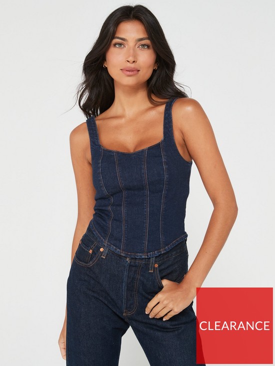 front image of v-by-very-denim-bustier-top