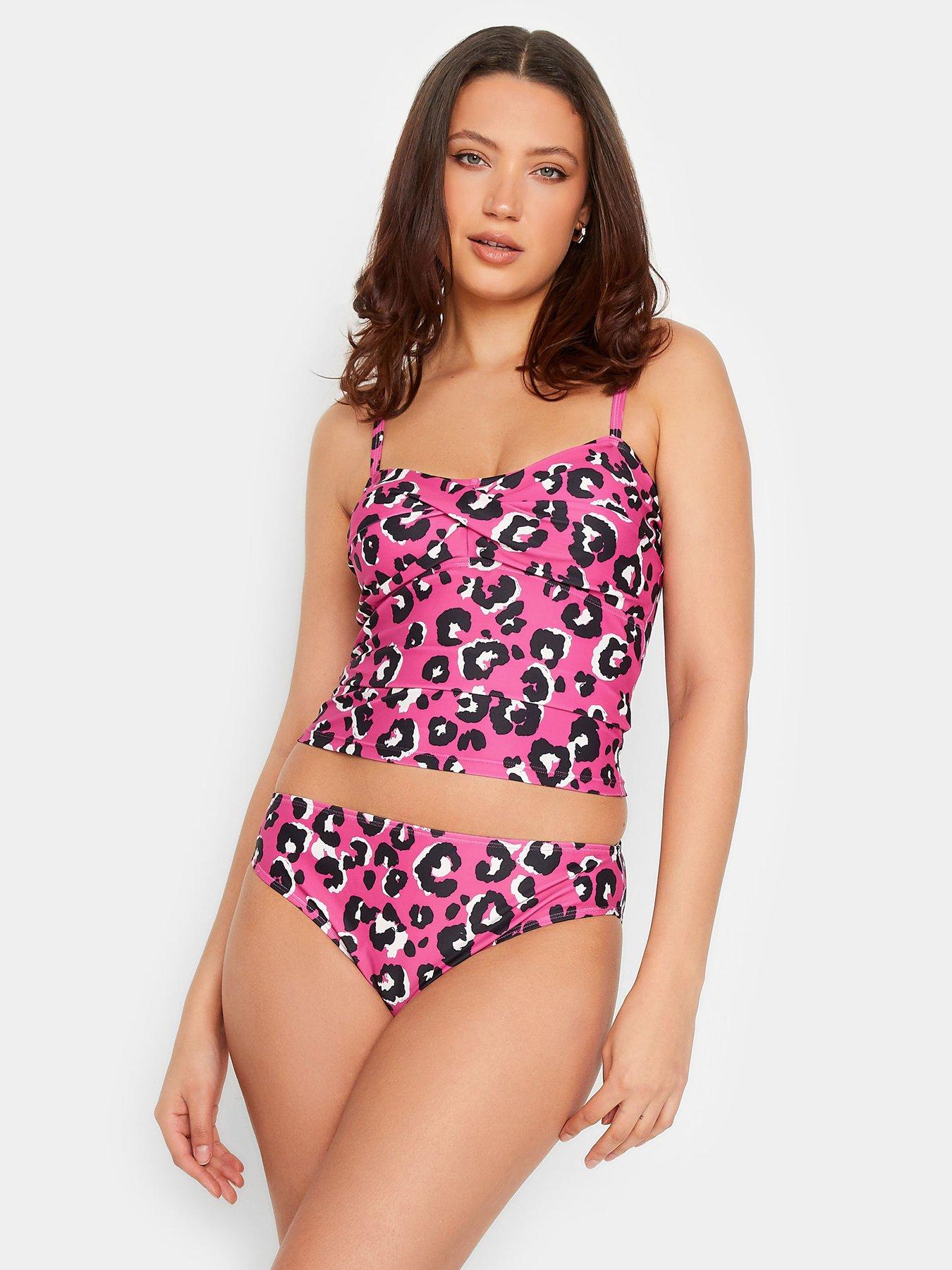 Yours Psychedelic Swirl Frill Swimsuit - Pink