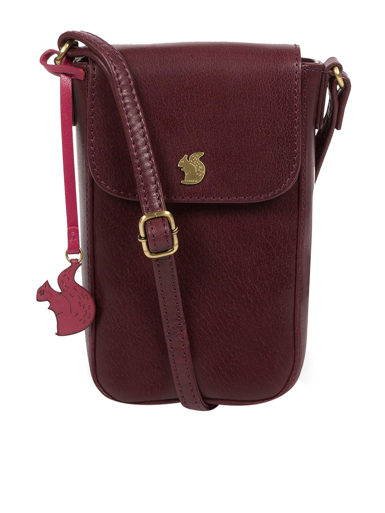 Concka Buzz Plum Leather Cross Body Phone Bag - Red - Women