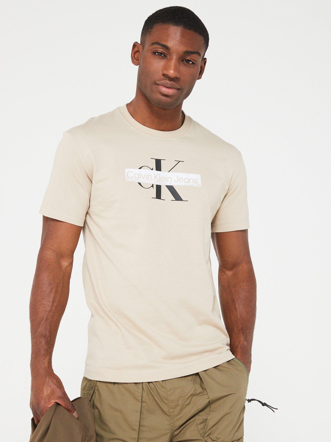 Calvin klein hotsell t shirt beige