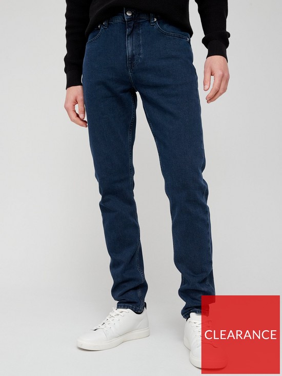 front image of calvin-klein-jeans-slim-taper-fit-jeans-dark-blue
