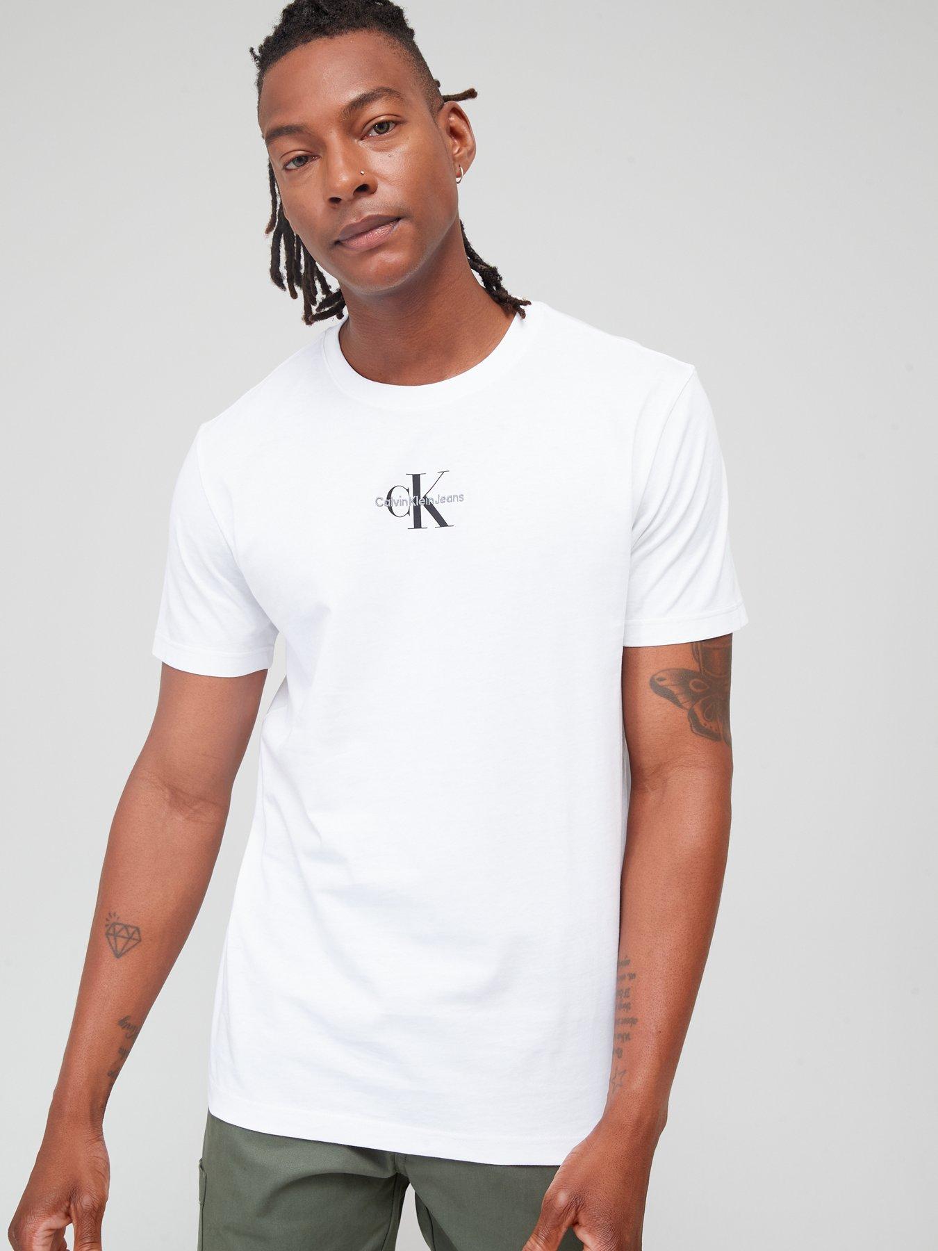 Calvin Klein Mixed Monogram Cut Off T-shirt Light Grey Heather