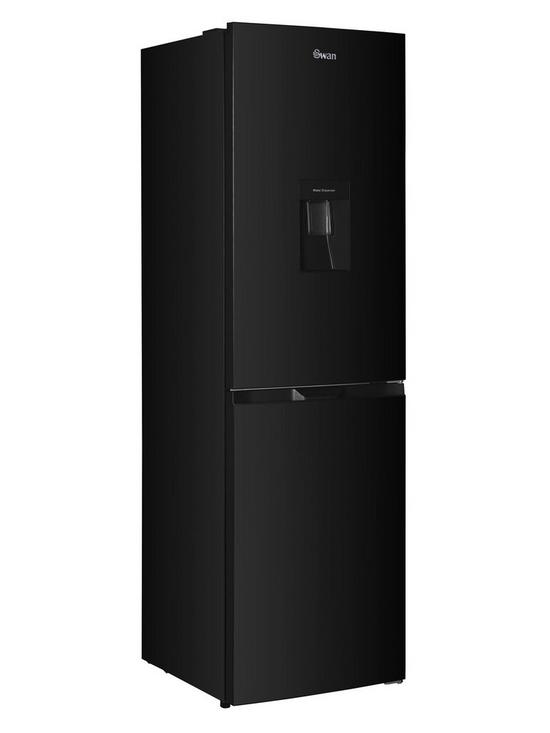 stillFront image of swan-sr156130b-55cm-wide-total-no-frost-5050-split-water-dispenser-fridge-freezer-black