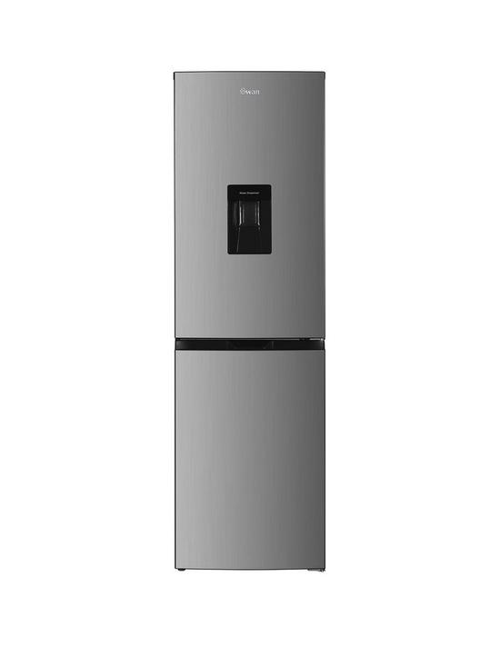 front image of swan-sr156130i-55cm-wide-total-no-frost-5050-split-water-dispenser-fridge-freezer-inox