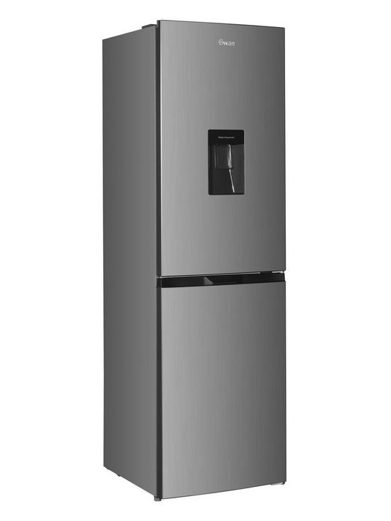 stillFront image of swan-sr156130i-55cm-wide-total-no-frost-5050-split-water-dispenser-fridge-freezer-inox