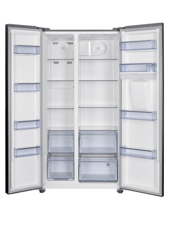 stillFront image of swan-sr156110i-91cm-wide-total-no-frost-american-style-fridge-freezer-with-water-dispenser-inox