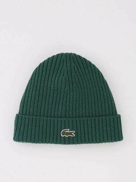 lacoste-ribbed-beanie-hat-green
