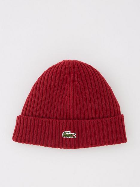 lacoste-ribbed-beanie-hat-red