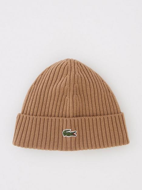 lacoste-ribbed-beanie-hat-brown