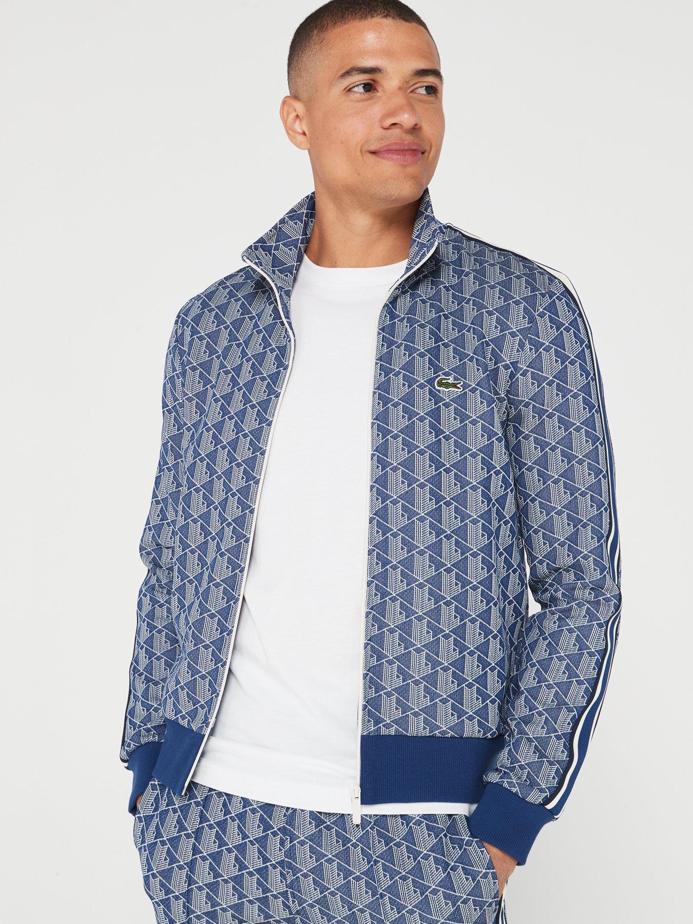 BOSS blue Monogram Print Zip-Up Sweatshirt