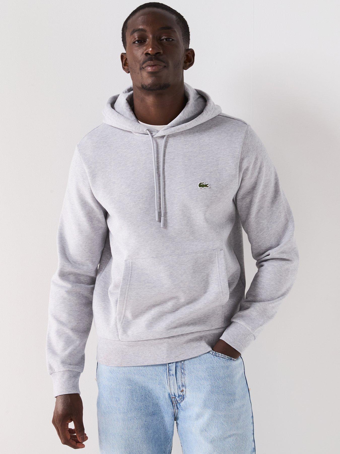 Lacoste Fleece Jersey Overhead Hoodie, Light Grey, Size Xl, Men