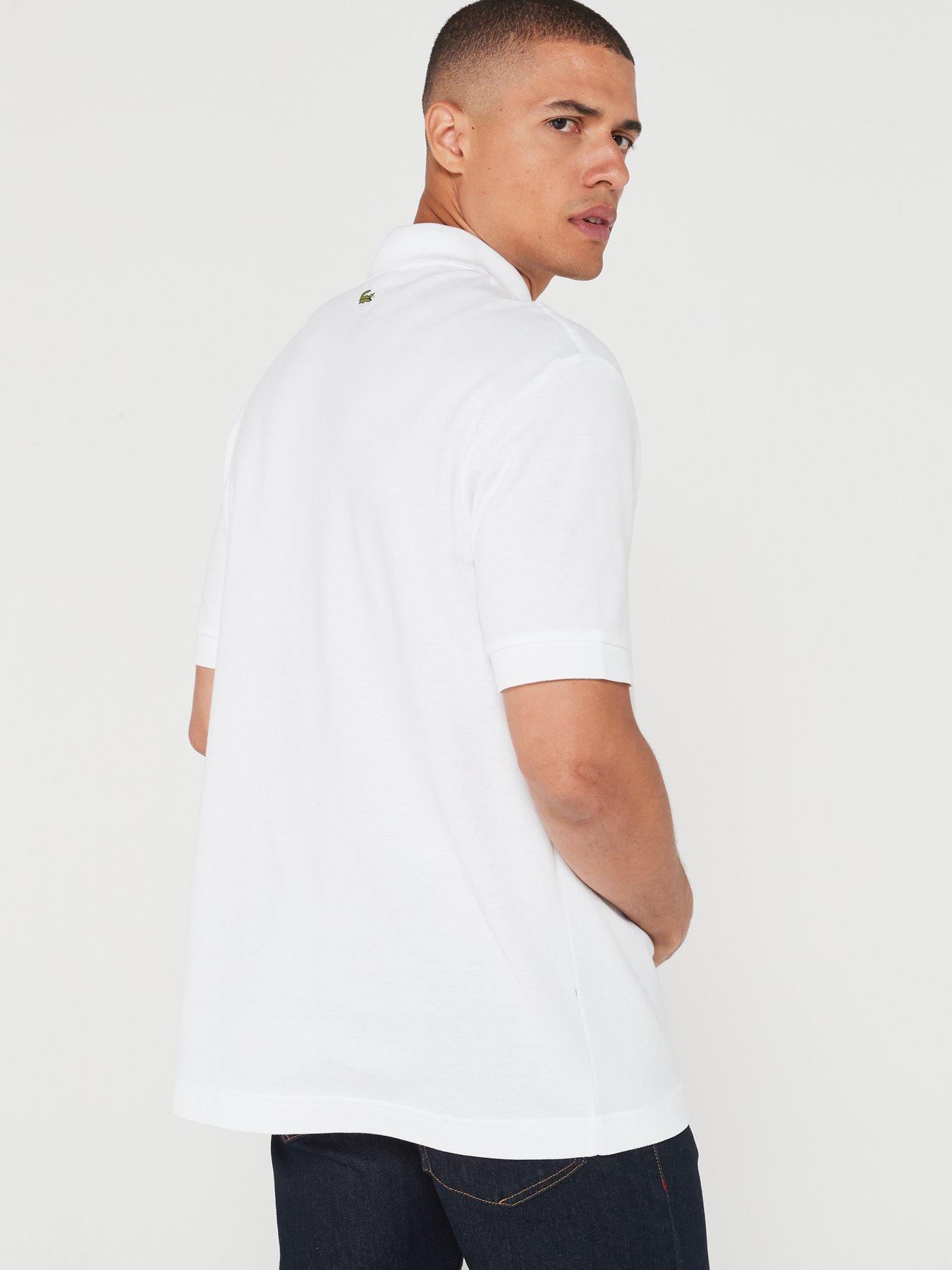 Lacoste Live Polo Shirt With Large Croc In White Slim Fit