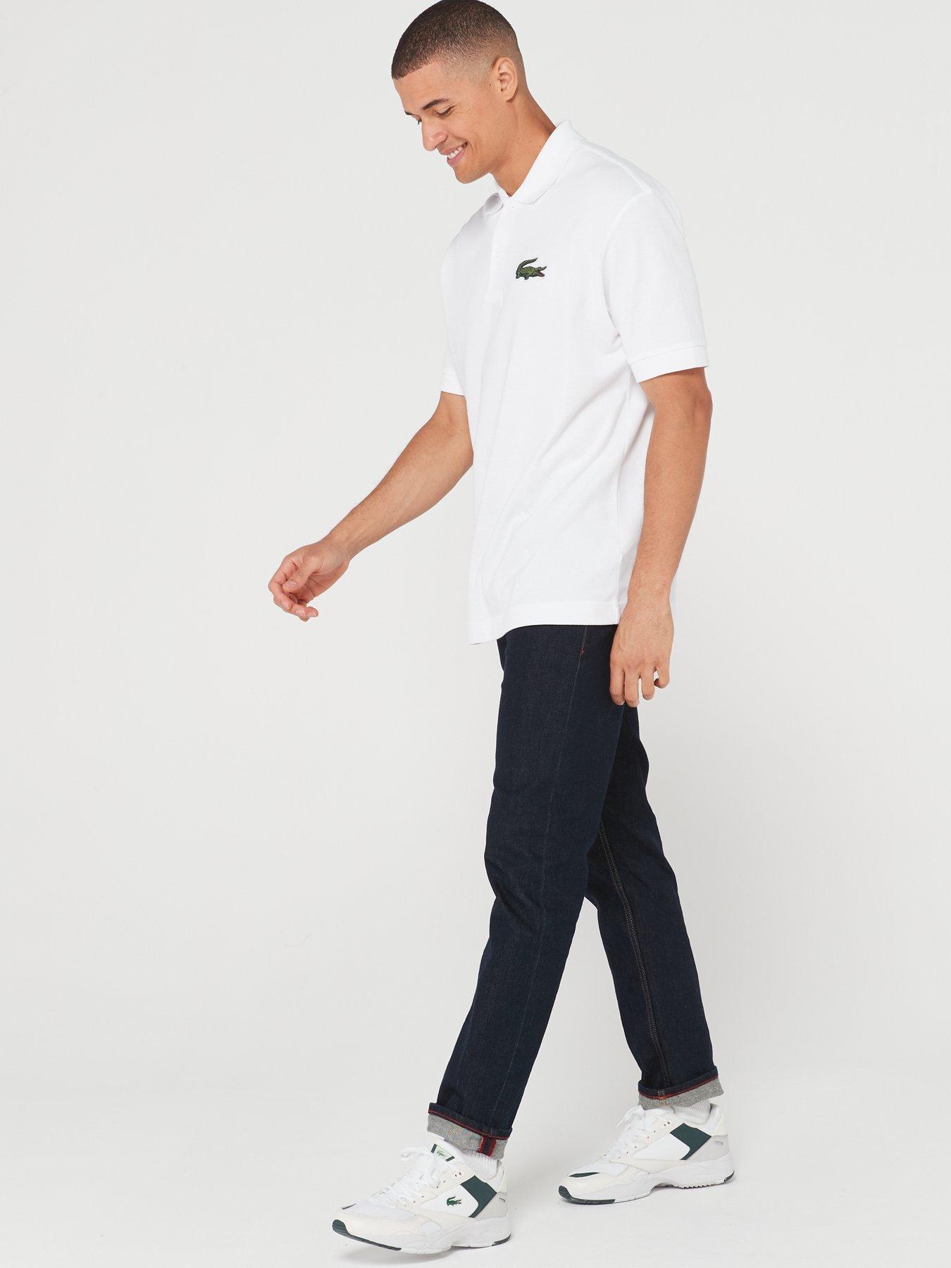 Lacoste Live Polo Shirt With Large Croc In White Slim Fit