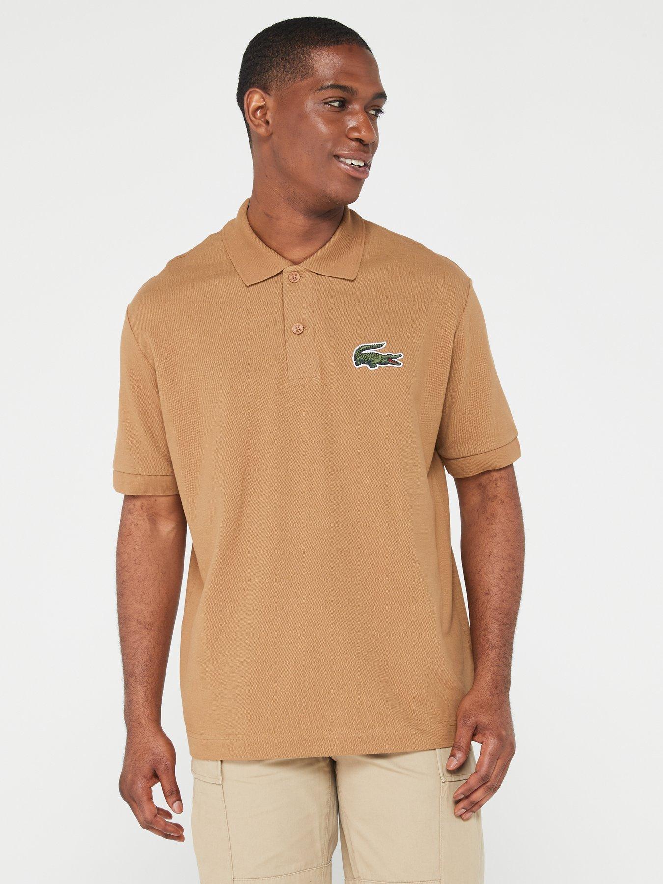 Lacoste Large Croc Oversized Polo Shirt Brown very