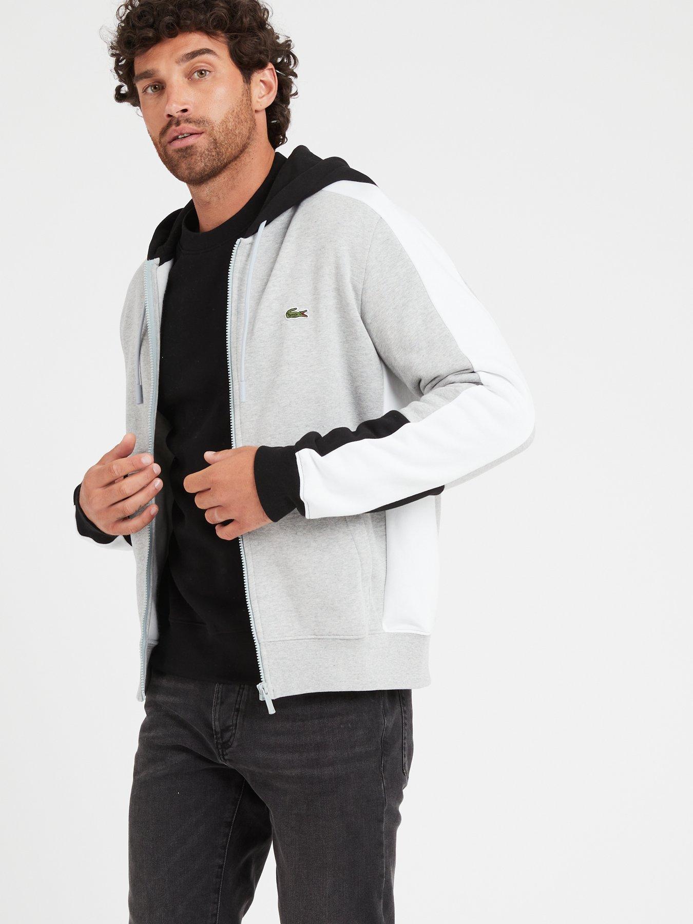 Lacoste colour block sleeve deals zip through hoodie