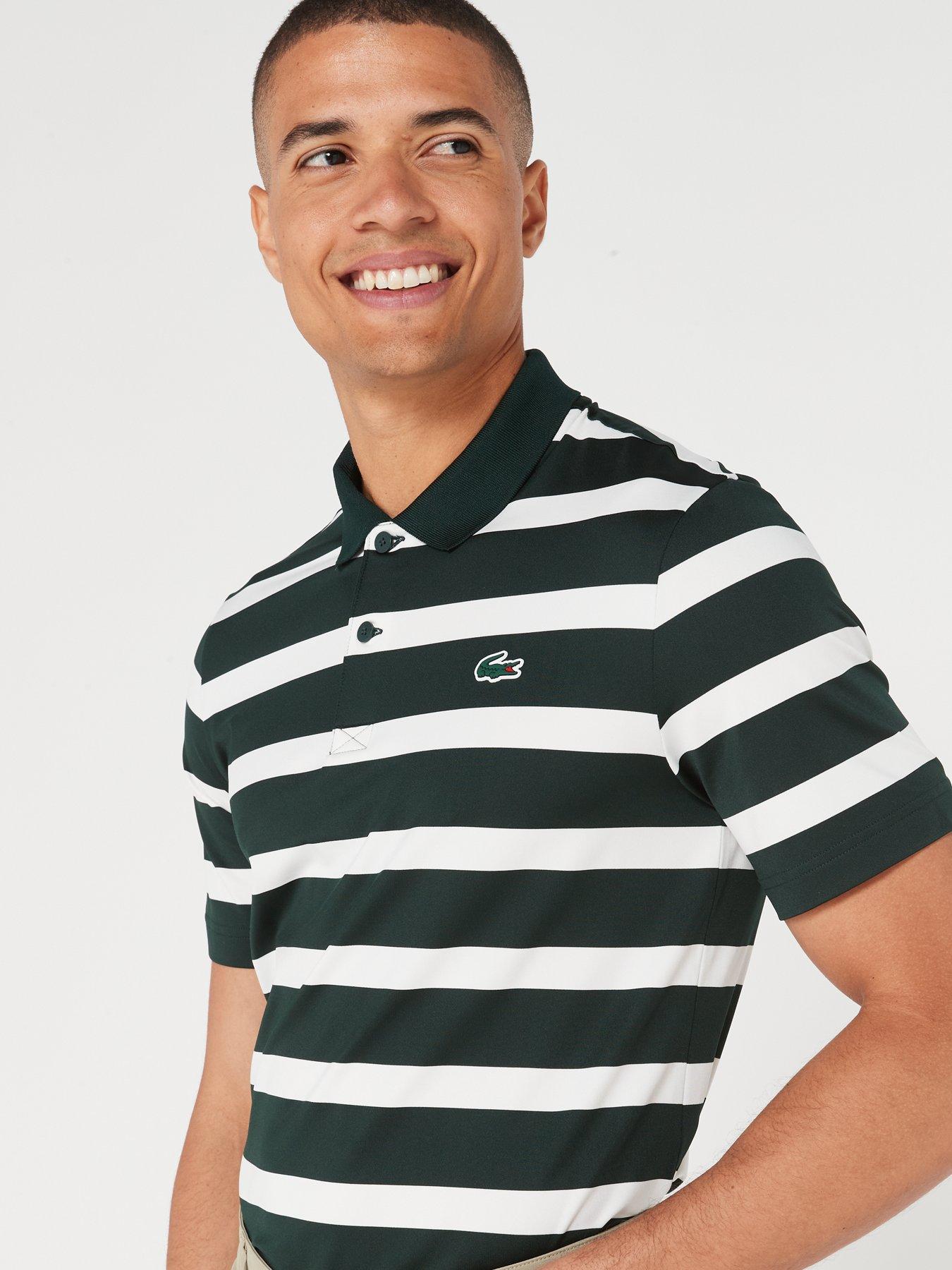 Lacoste Golf Block Stripe Polo Shirt White Black