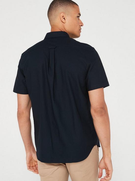 stillFront image of lacoste-short-sleeve-oxford-shirt-navy
